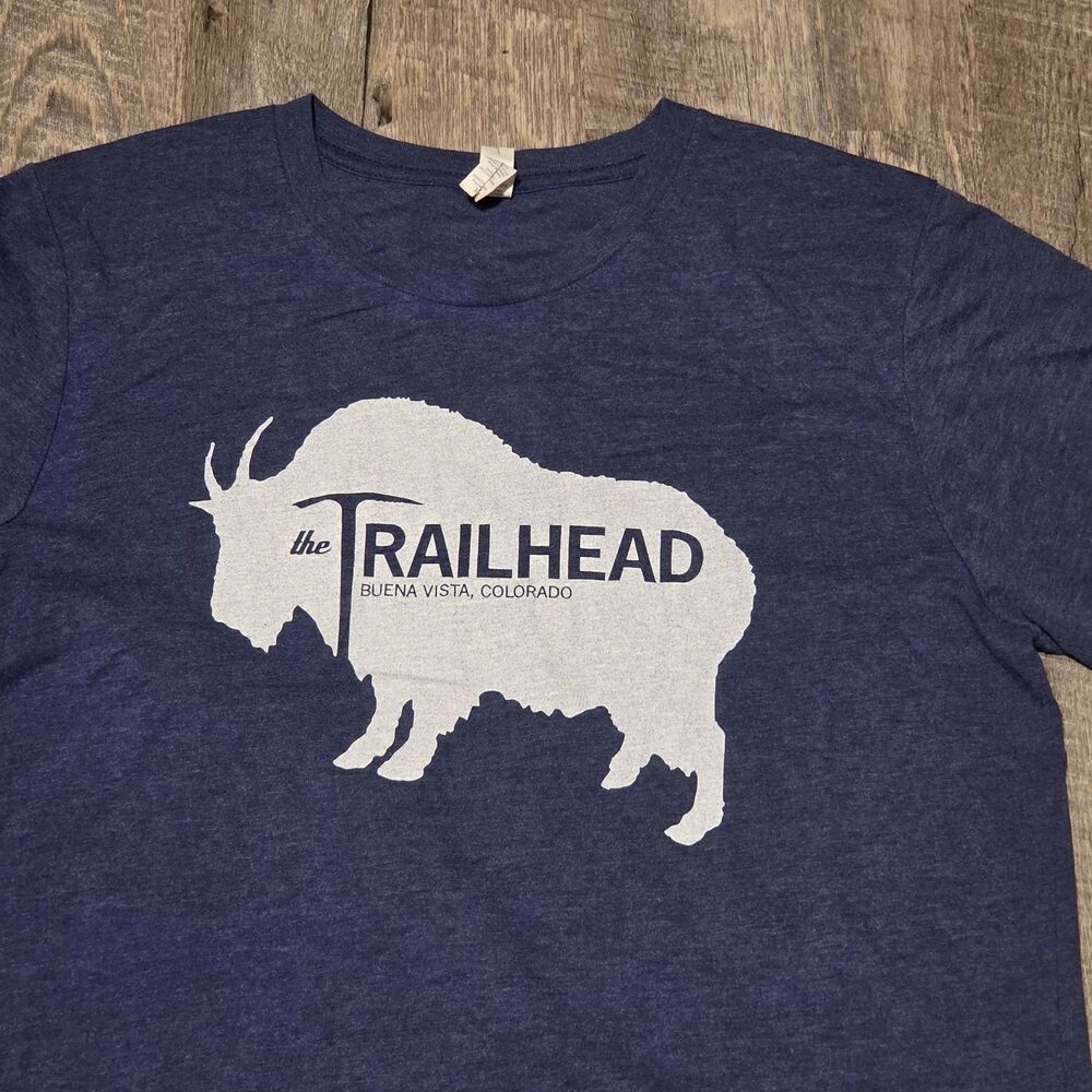 Bella Canvas Navy Blue Graphic Tee with White Trailhead Print